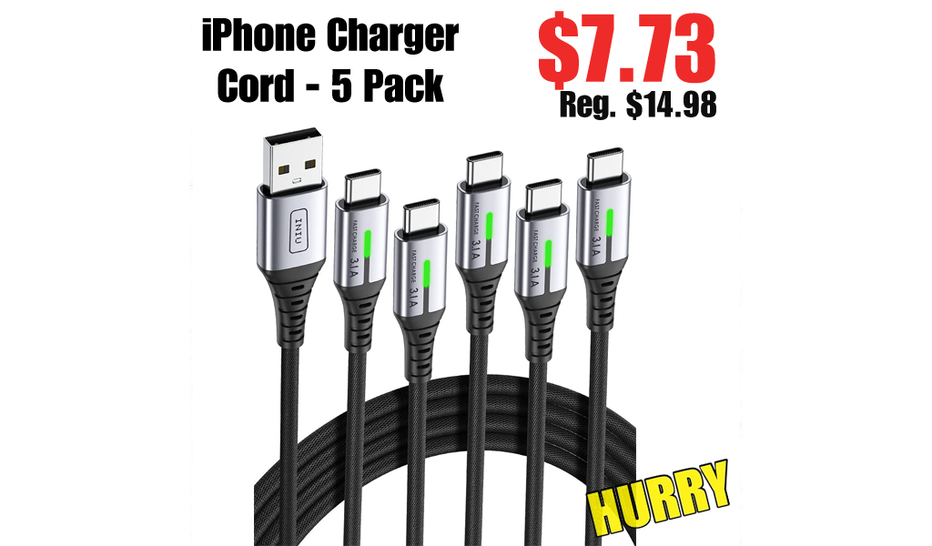 iPhone Charger Cord - 5 Pack Only $7.73 on Amazon (Regularly $14.98)