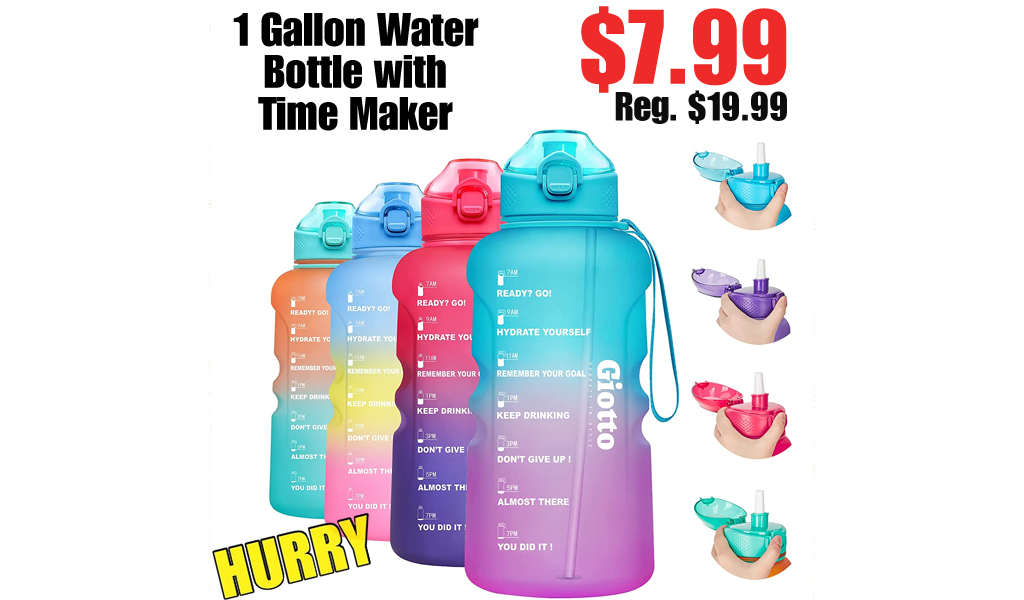 1 Gallon Water Bottle with Time Maker Only $7.99 Shipped on Amazon (Regularly $19.99)