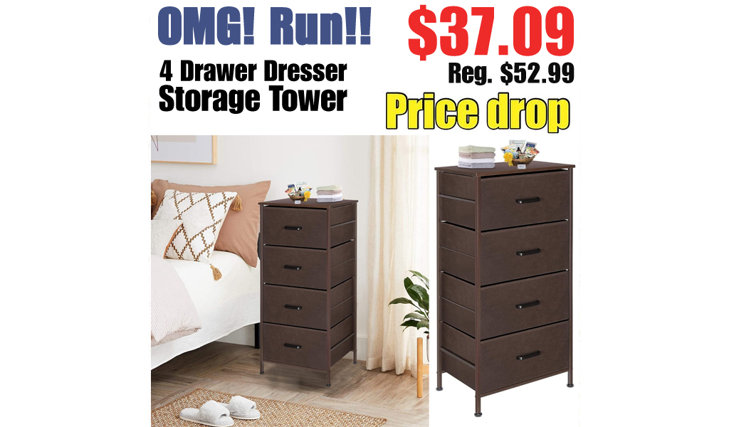 4 Drawer Dresser Storage Tower Only $37.09 Shipped on Amazon (Regularly $52.99)