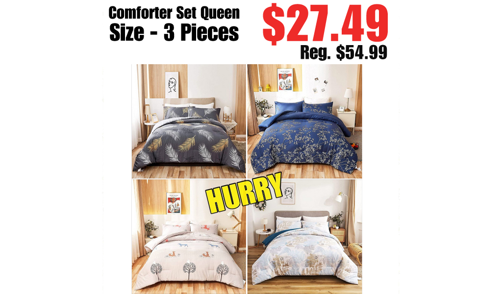 Comforter Set Queen Size - 3 Pieces Only $27.49 Shipped on Amazon (Regularly $54.99)