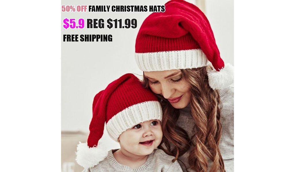 Family Matching Christmas Hat Winter Warmer Knit Crochet Hats+Free Shipping