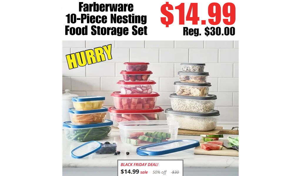 Farberware 10-Piece Nesting Food Storage Set Only $14.99 (Regularly $30)