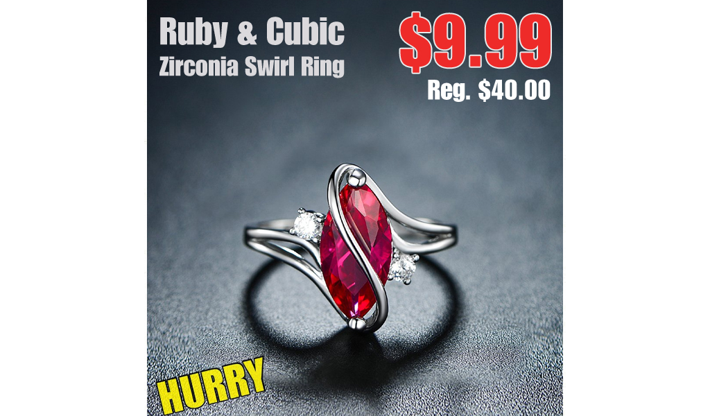 Ruby & Cubic Zirconia Swirl Ring Only $9.99 Shipped on Zulily (Regularly $40.00)