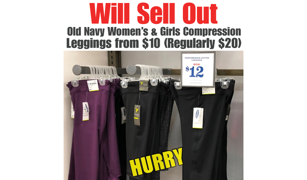 Old Navy Women’s & Girls Compression Leggings from $10 (Regularly $20) | Hundreds of 5-Star Reviews