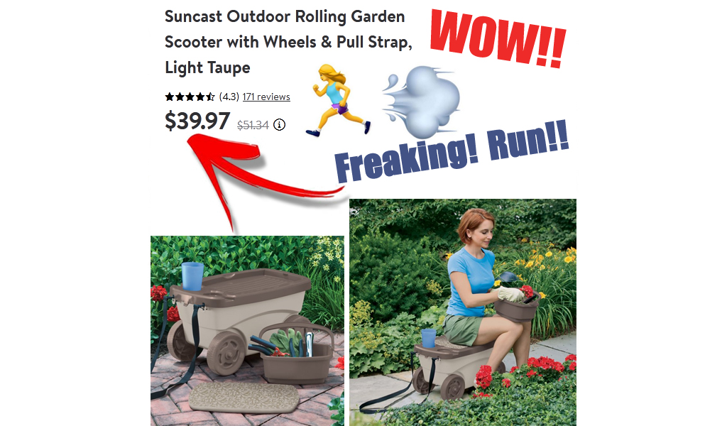 Suncast Outdoor Rolling Garden Scooter Only $39.97 Shipped on Walmart.com (Regularly $51)