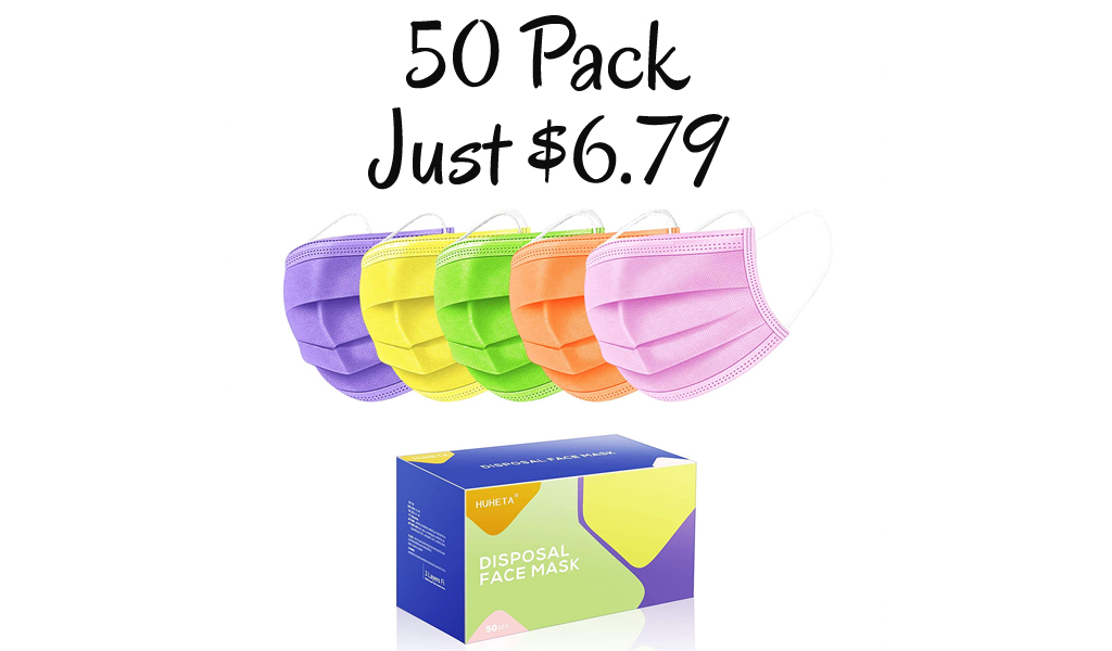 Disposable Face Masks - 50 PCS Only $6.79 Shipped on Amazon