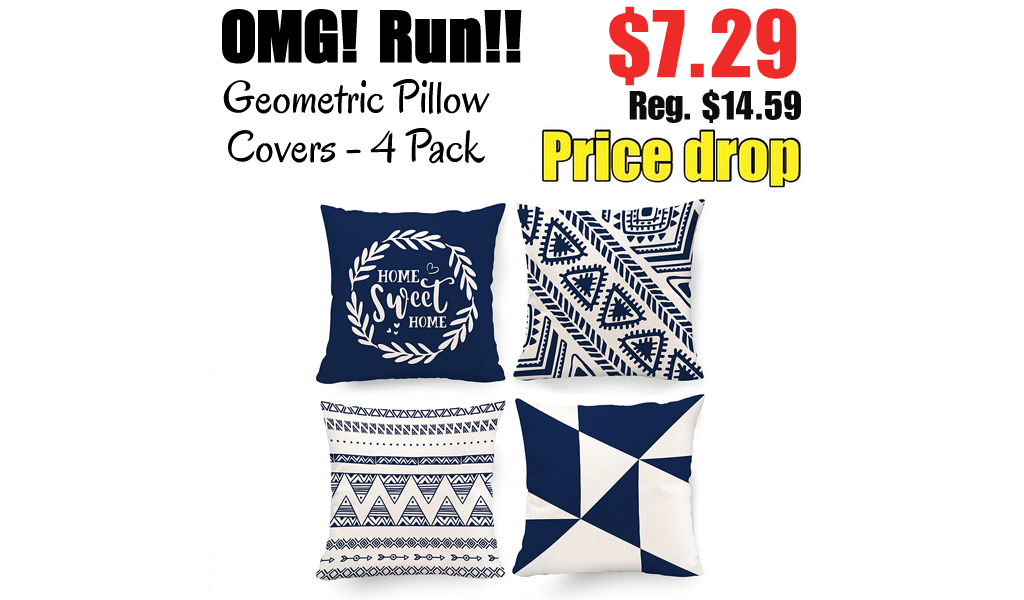 Geometric Pillow Covers - 4 Pack Only $7.29 Shipped on Amazon (Regularly $14.59)