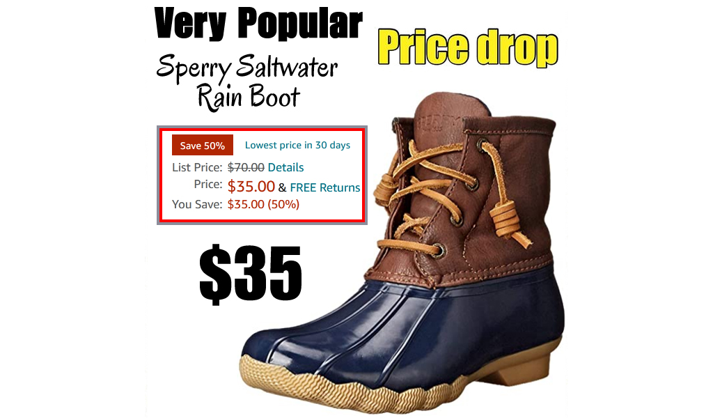 Sperry Saltwater Rain Boot Only $35 Shipped on Amazon (Regularly $70) | Fits Women’s Sizes Too!