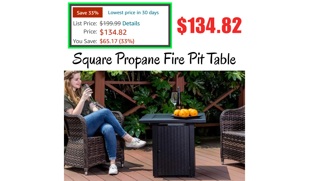 28″ Wicker & Rattan Square Propane Fire Pit Table Only $134.82 Shipped on Amazon (Regularly $200)