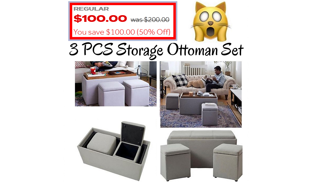 3 PCS Storage Ottoman Set Just $100 on Bed Bath & Beyond (Regularly $200)