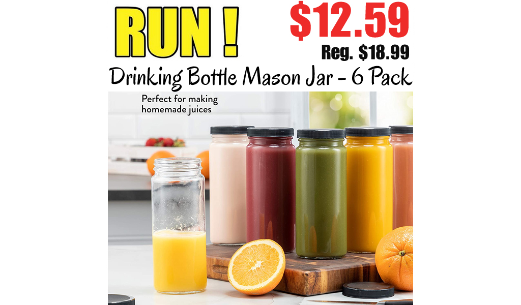 Drinking Bottle Mason Jar - 6 Pack Only $12.59 Shipped on Amazon (Regularly $18.99)