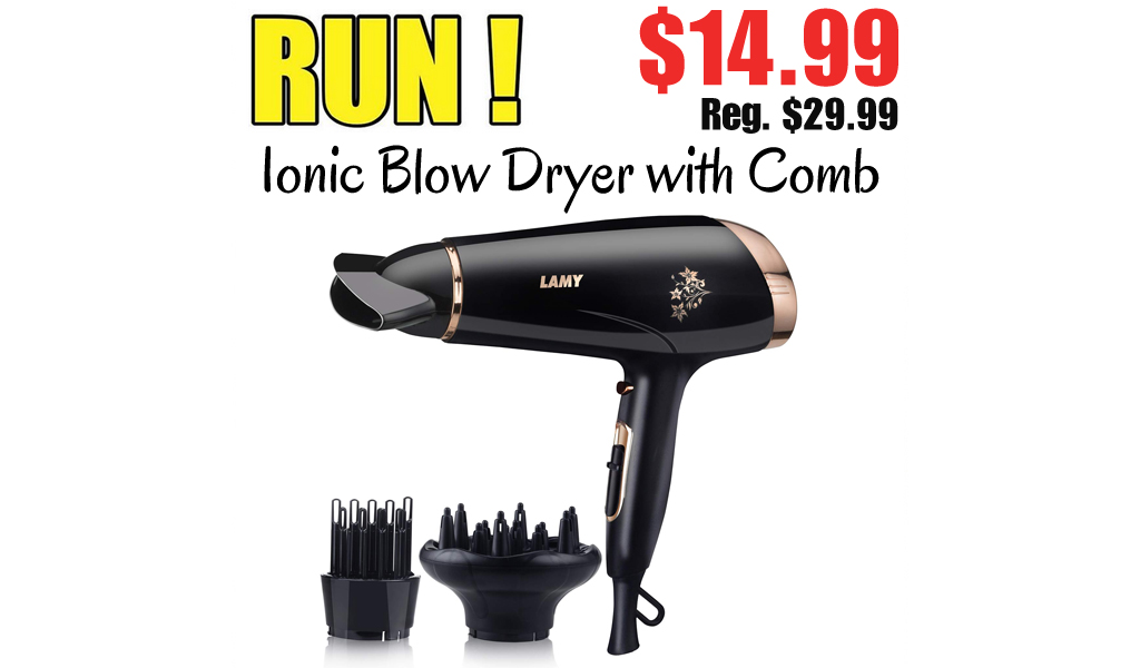 Ionic Blow Dryer with Comb Only $14.99 Shipped on Amazon (Regularly $29.99)