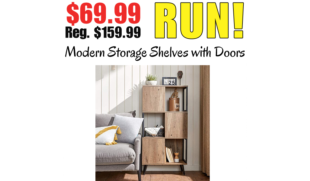Modern Storage Shelves with Doors Only $69.99 Shipped on Amazon (Regularly $159.99)