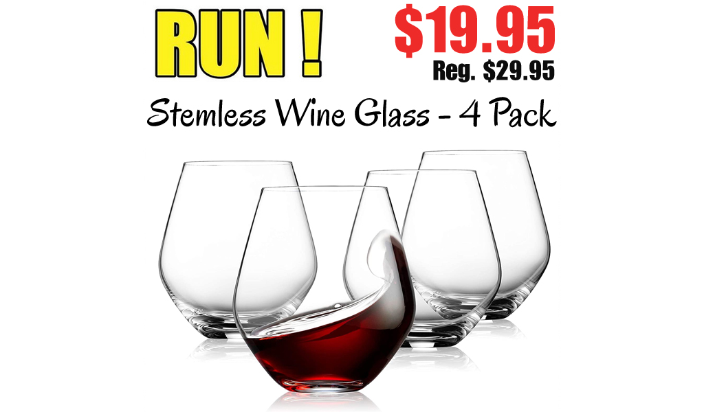 Stemless Wine Glass - 4 Pack Only $19.95 Shipped on Amazon (Regularly $29.95)