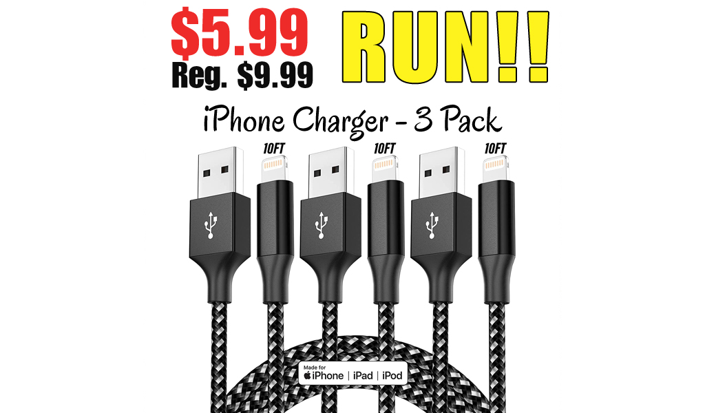 iPhone Charger - 3 Pack Only $5.99 Shipped on Amazon (Regularly $9.99)