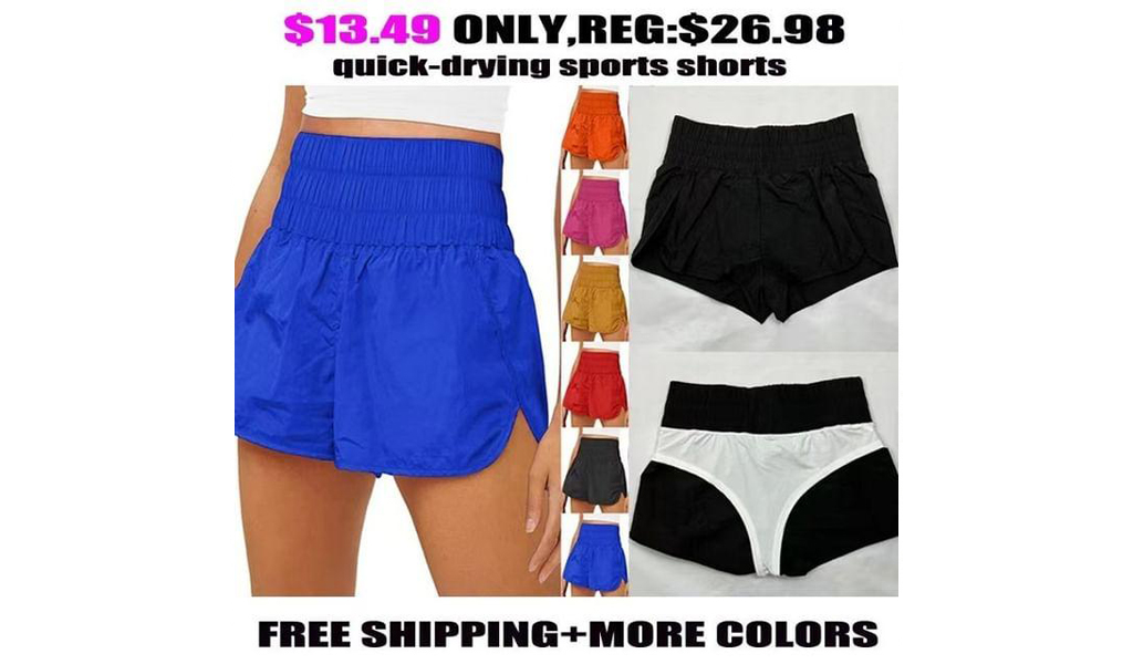 Womens High Waisted Athletic Shorts Elastic Running Shorts Quick Dry Gym Workout Shorts+FREE SHIPPING