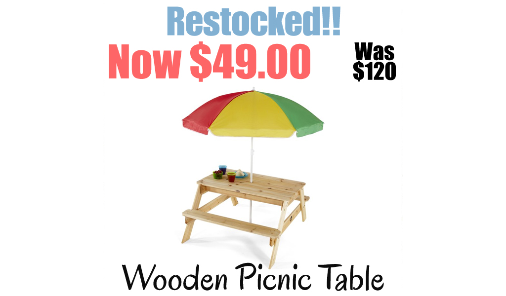 Wooden Picnic Table Only $49.00 on Walmart.com (Regularly $120.00)