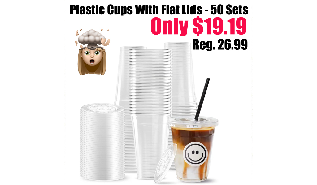 Plastic Cups With Flat Lids - 50 Sets Only $19.19 on Amazon (Regularly $26.99)
