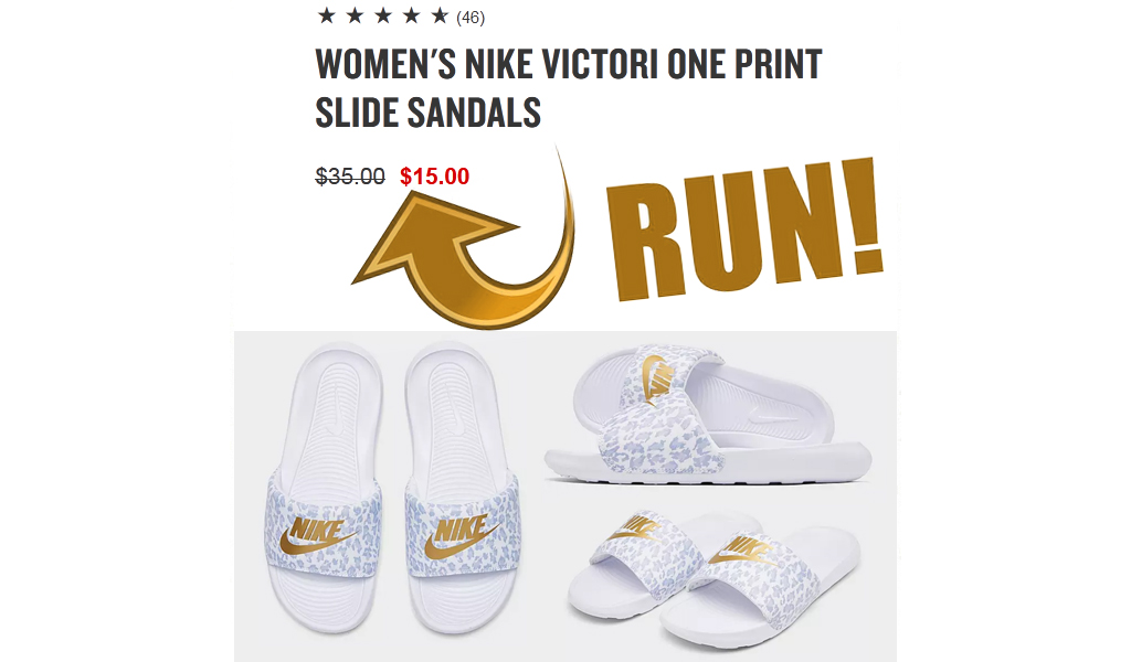Women's Nike Slides Only $15.00 on finishline.com (Regularly $35.00)