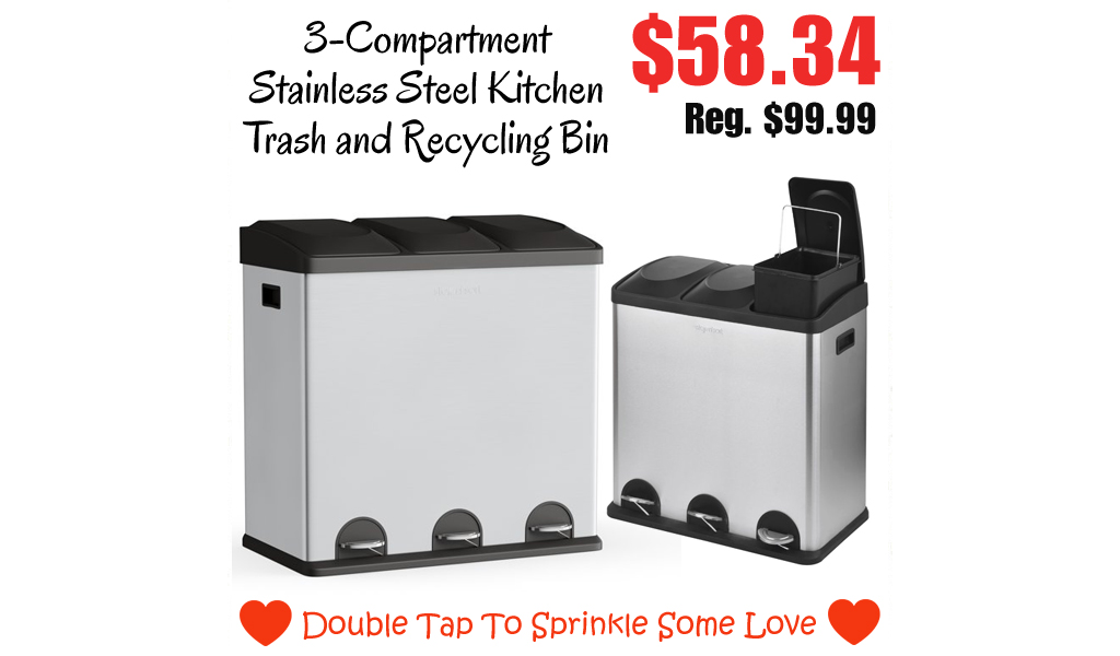 3-Compartment Stainless Steel Kitchen Trash and Recycling Bin Only $58.34 Shipped on Walmart.com (Regularly $99.99)