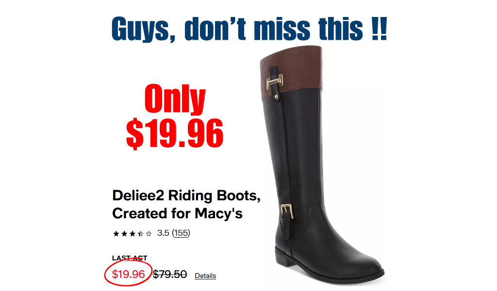 Deliee2 Riding Boots Only $19.96 on Macys.com (Regularly $79.50)