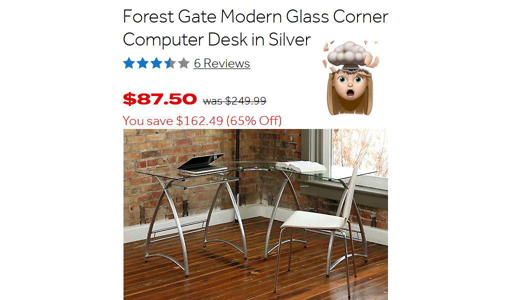 Modern Glass Corner Computer Desk Just $87.50 on Bed Bath & Beyond (Regularly $249.99)