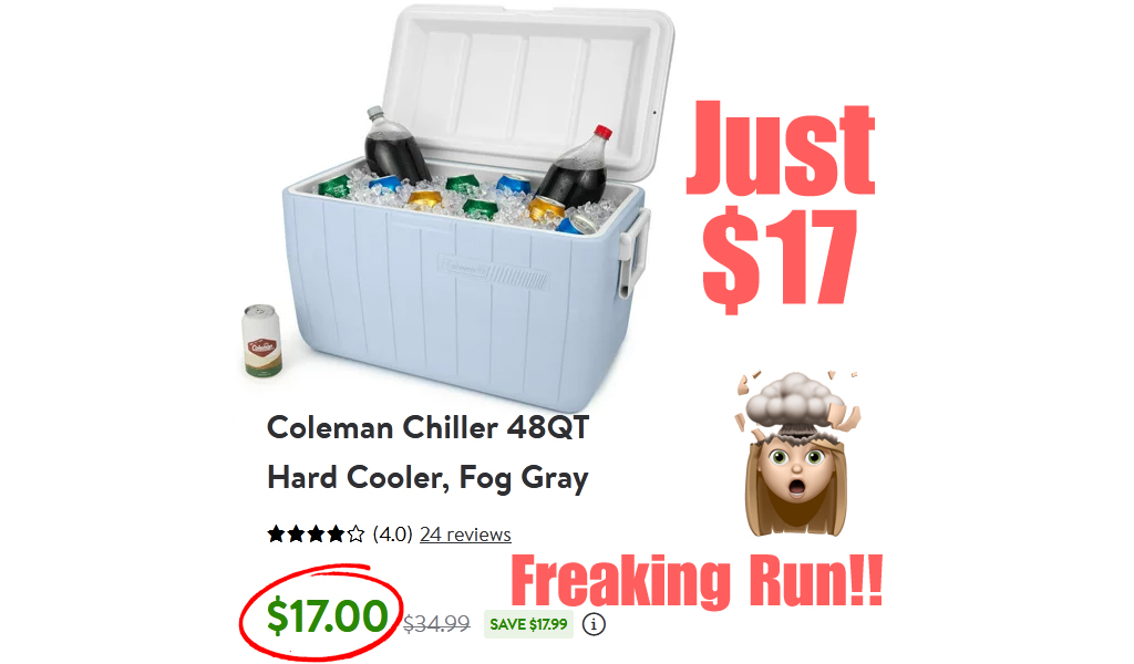 Coleman Chiller 48QT Hard Cooler Only $17 Shipped on Walmart.com (Regularly $34.99)