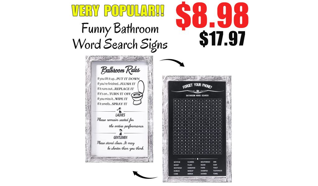 Funny Bathroom Word Search Signs Only $8.98 Shipped on Amazon (Regularly $17.97)
