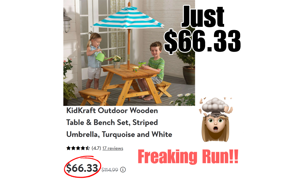 KidKraft Outdoor Wooden Table & Bench Set Only $66 Shipped on Walmart.com (Regularly $115)