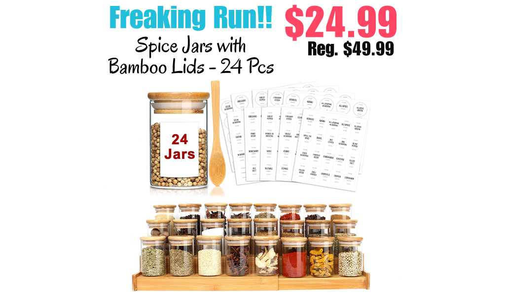 Spice Jars with Bamboo Lids - 24 Pcs Only $24.99 Shipped on Amazon (Regularly $49.99)