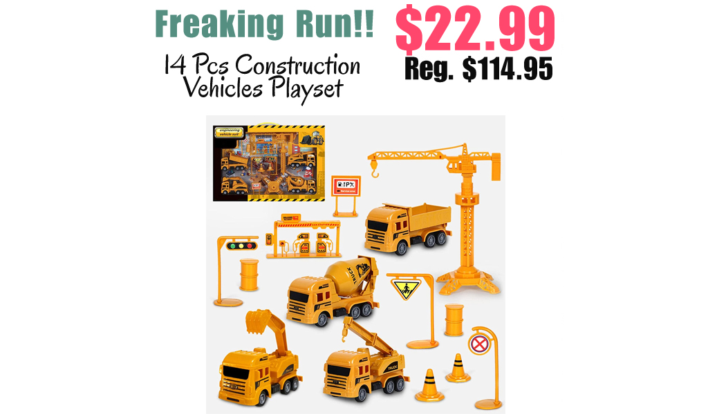 14 Pcs Construction Vehicles Playset Only $22.99 Shipped on Amazon (Regularly $114.95)