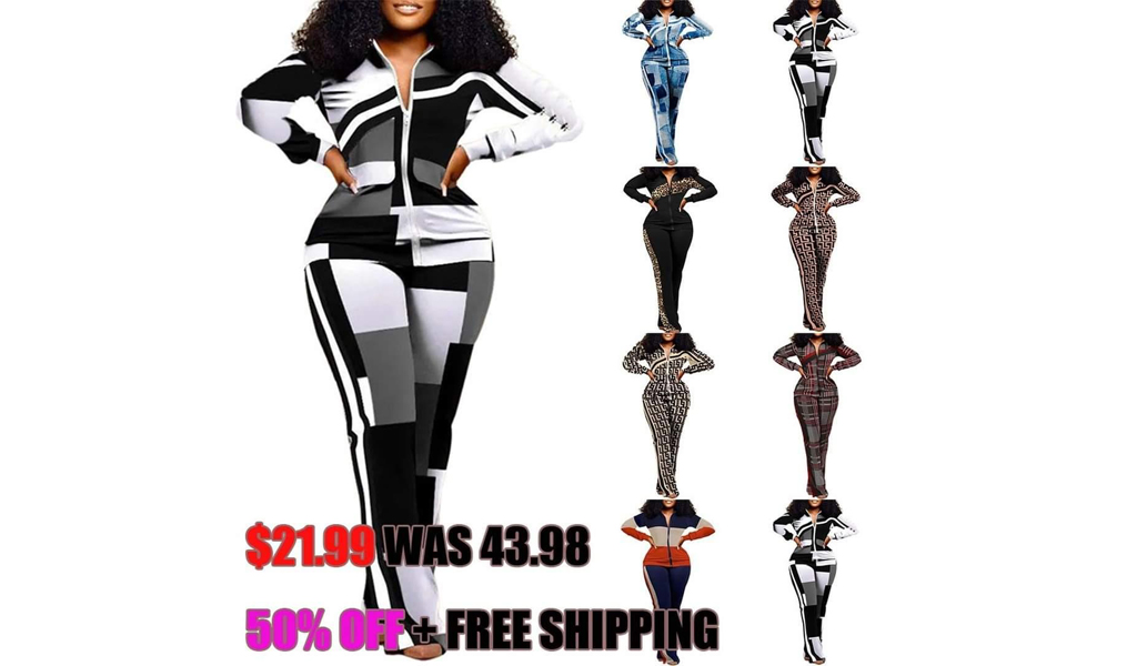 Women Fashion Two Piece Pants Set Sports Tracksuits With Pocket +FREE SHIPPING