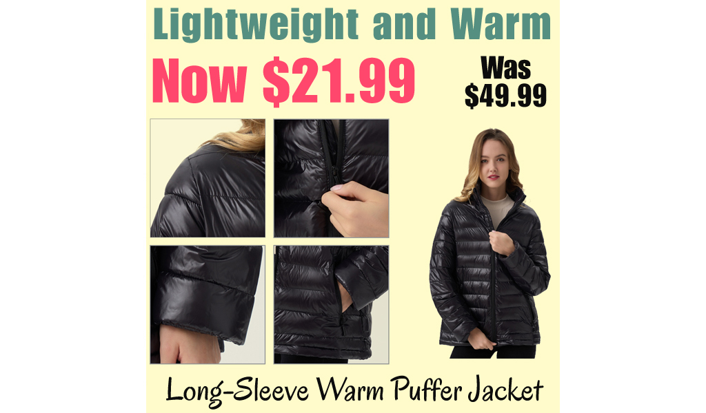 Long-Sleeve Warm Puffer Jacket Only $21.99 Shipped on Amazon (Regularly $49.99)