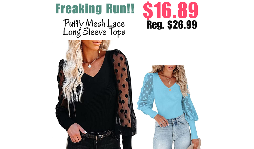 Puffy Mesh Lace Long Sleeve Tops Only $16.89 Shipped on Amazon (Regularly $26.99)