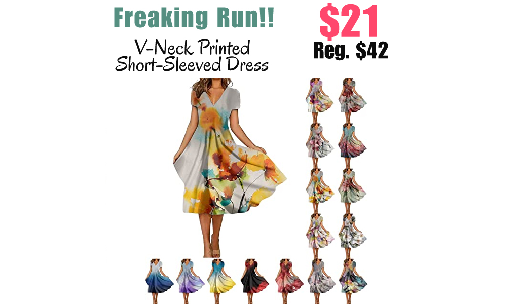 V-Neck Printed Short-Sleeved Dress Only $21 Shipped on Amazon (Regularly $42)