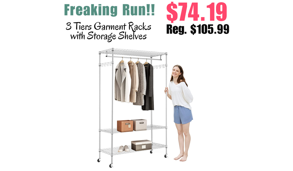 3 Tiers Garment Racks with Storage Shelves Only $74.19 Shipped on Amazon (Regularly $105.99)