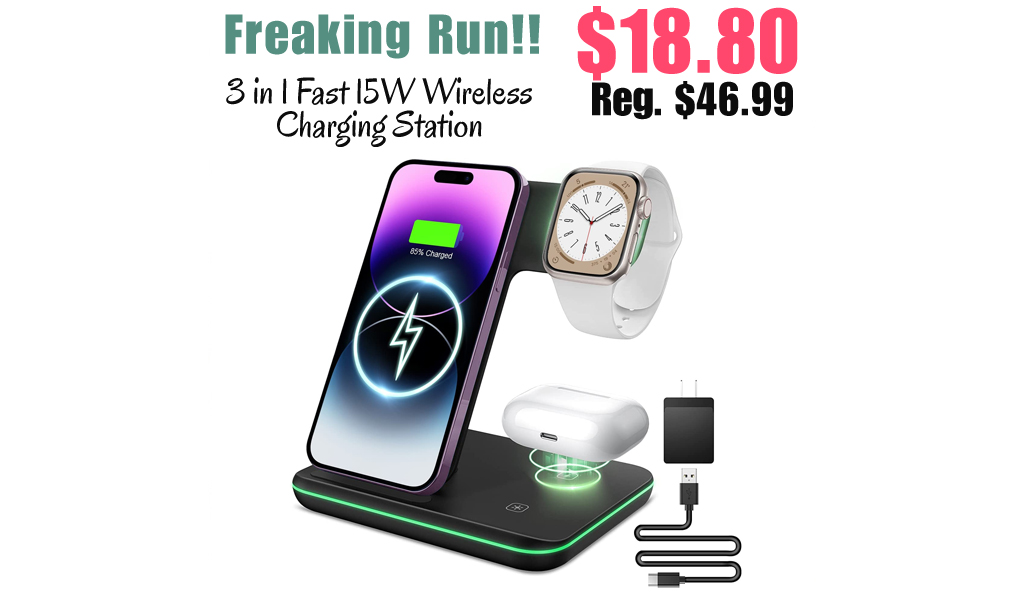 3 in 1 Fast 15W Wireless Charging Station Only $18.80 Shipped on Amazon (Regularly $46.99)