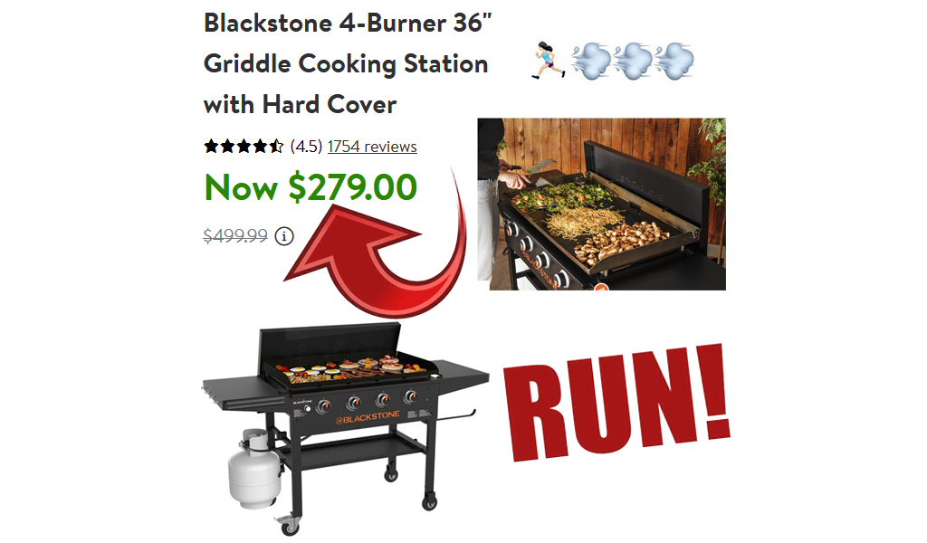 Blackstone 4-Burner 36" Griddle Just $279 Shipped on Walmart.com (Reg. $499.99)