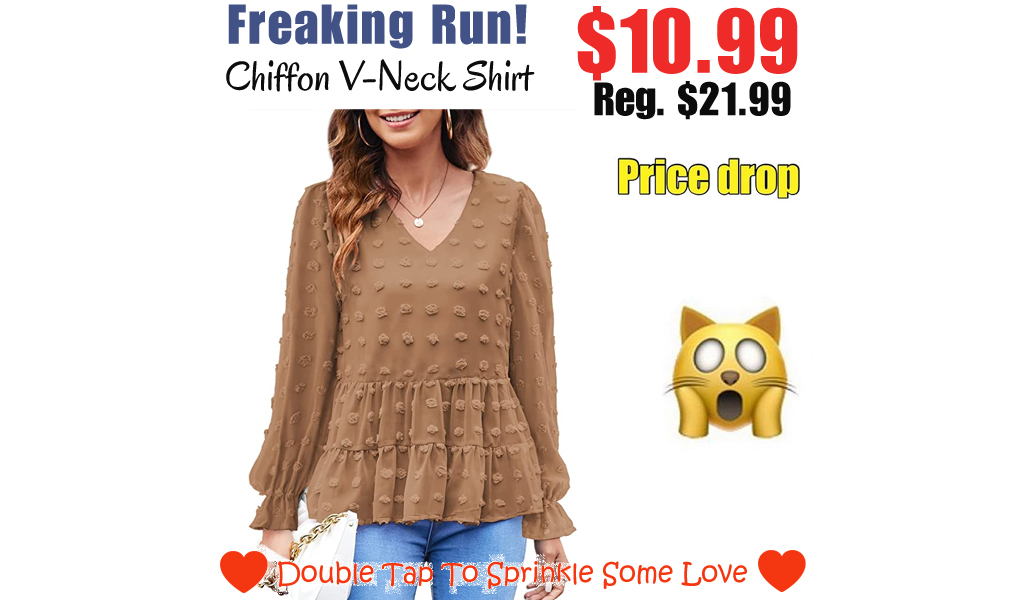 Chiffon V-Neck Shirt Only $10.99 Shipped on Amazon (Regularly $21.99)