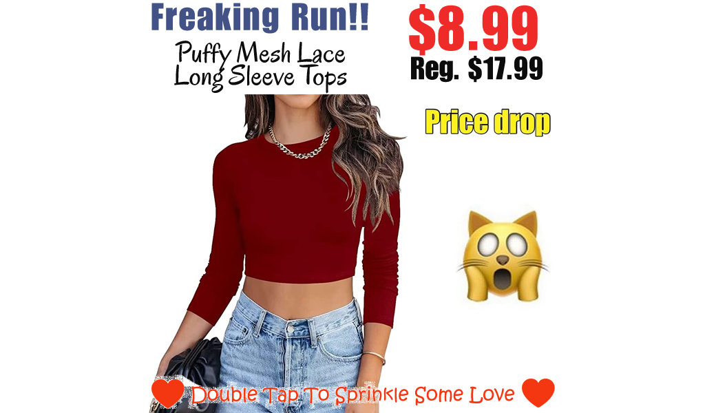 Puffy Mesh Lace Long Sleeve Tops Only $8.99 Shipped on Amazon (Regularly $17.99)