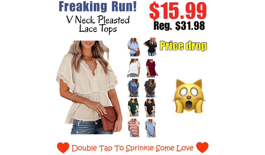 V Neck Pleasted Lace Tops Only $15.99 Shipped on Amazon (Regularly $31.98)