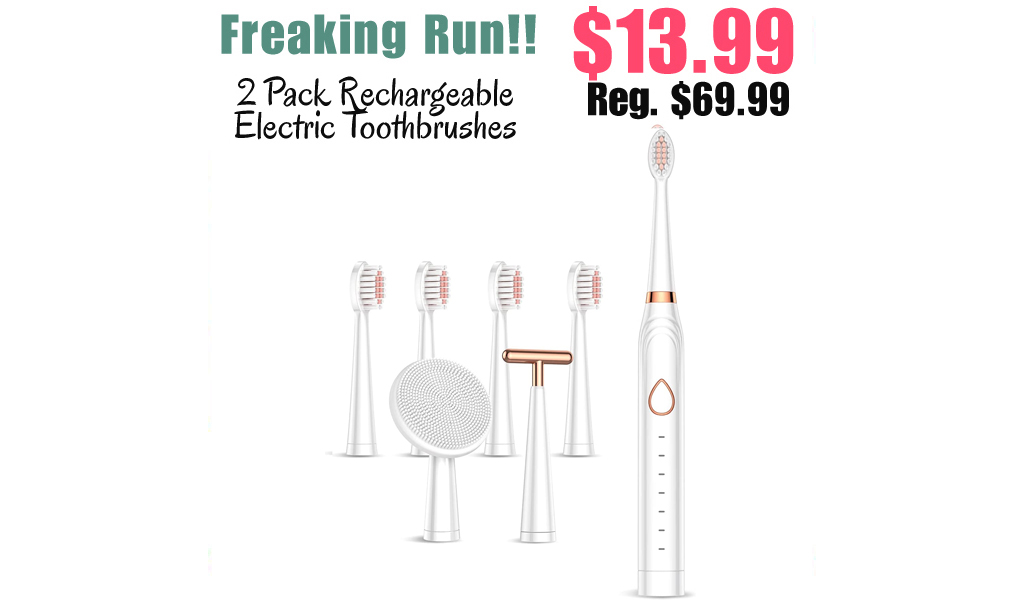 2 Pack Rechargeable Electric Toothbrushes Only $13.99 Shipped on Amazon (Regularly $69.99)