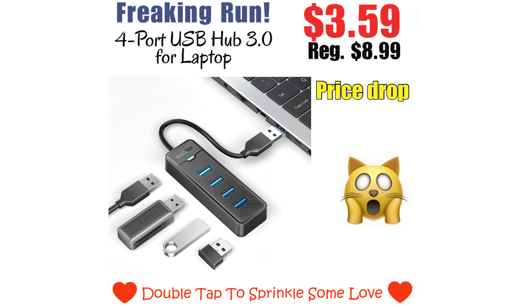 4-Port USB Hub 3.0 for Laptop Only $3.59 Shipped on Amazon (Regularly $8.99)