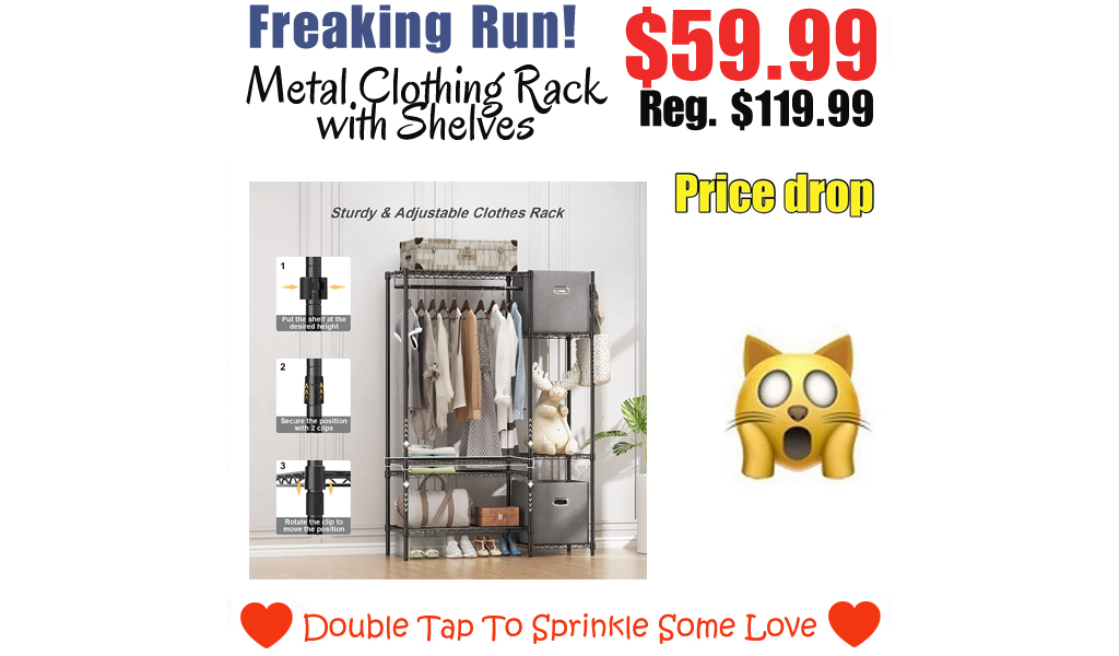 Metal Clothing Rack with Shelves Only $59.99 Shipped on Amazon (Regularly $119.99)