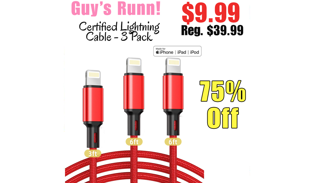 Certified Lightning Cable - 3 Pack Only $9.99 Shipped on Walmart.com (Regularly $39.99)
