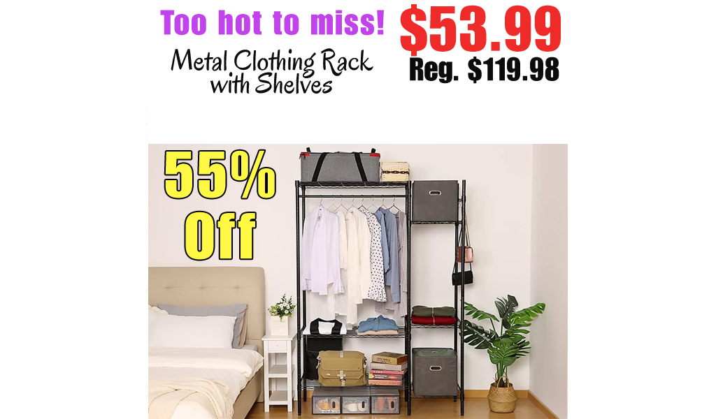 Metal Clothing Rack with Shelves Only $53.99 Shipped on Amazon (Regularly $119.98)
