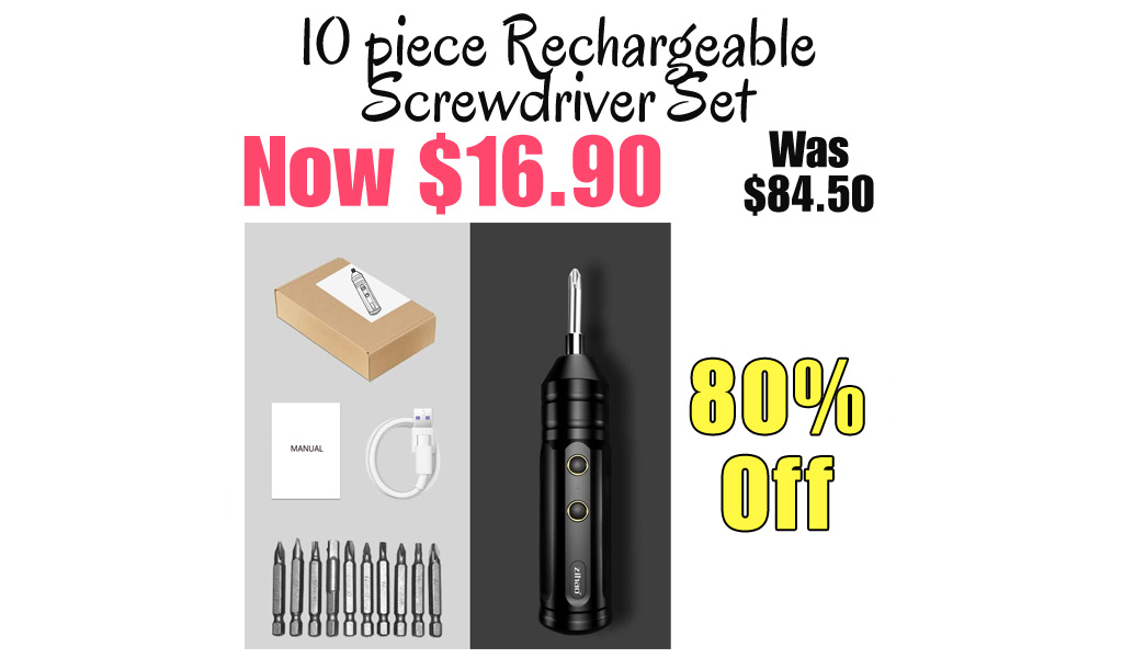 10 piece Rechargeable Screwdriver Set Only $16.90 Shipped on Amazon (Regularly $84.50)