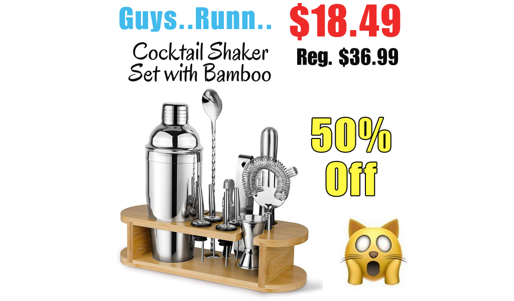 Cocktail Shaker Set with Bamboo Stand Only $18.49 Shipped on Amazon (Regularly $36.99)
