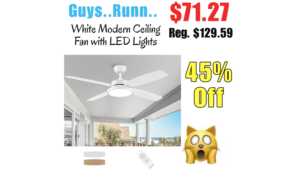 White Modern Ceiling Fan with LED Lights Only $71.27 Shipped on Amazon (Regularly $129.59)