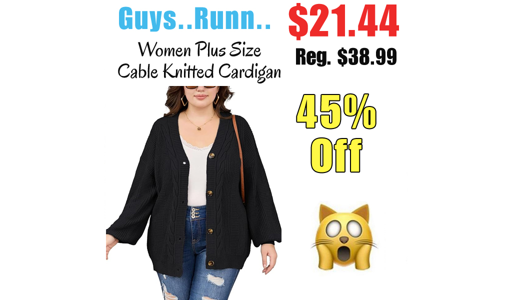 Women Plus Size Cable Knitted Cardigan Only $21.44 Shipped on Amazon (Regularly $38.99)